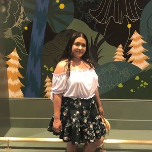 Green Floral Pleated Skirt size 16